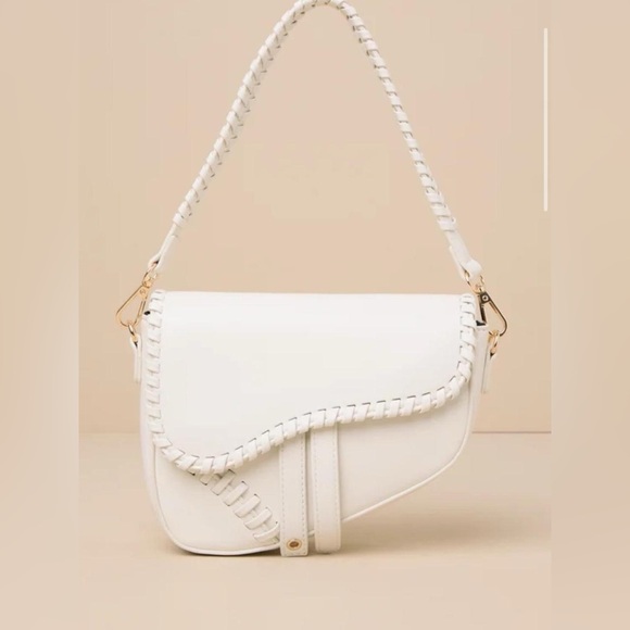 Lulus Handbags - Lulus ivory saddle bag shoulder purse